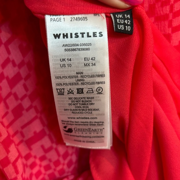 Whistles Shirred Checkerboard Pink Print Midi Dress - Picture 8 of 8